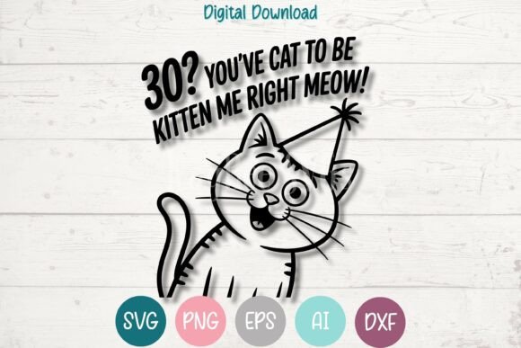 A Review of the Funny Cat 30th Birthday Graphics for T-Shirt Designs
