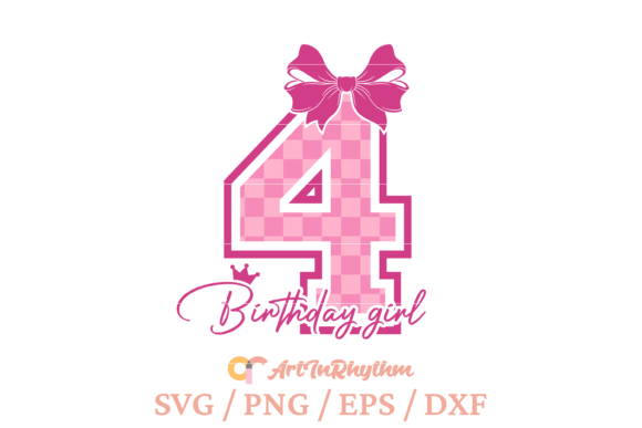 Birthday Girl SVG for Cute 4th Birthday T-Shirt Designs