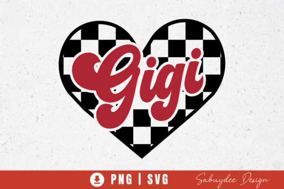 Gigi Checkered Heart: A Graphic for Local Branding & T-Shirt Designs