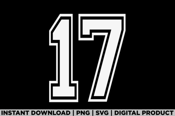 Number 17 Varsity Graphics for T-Shirt Designs and Branding